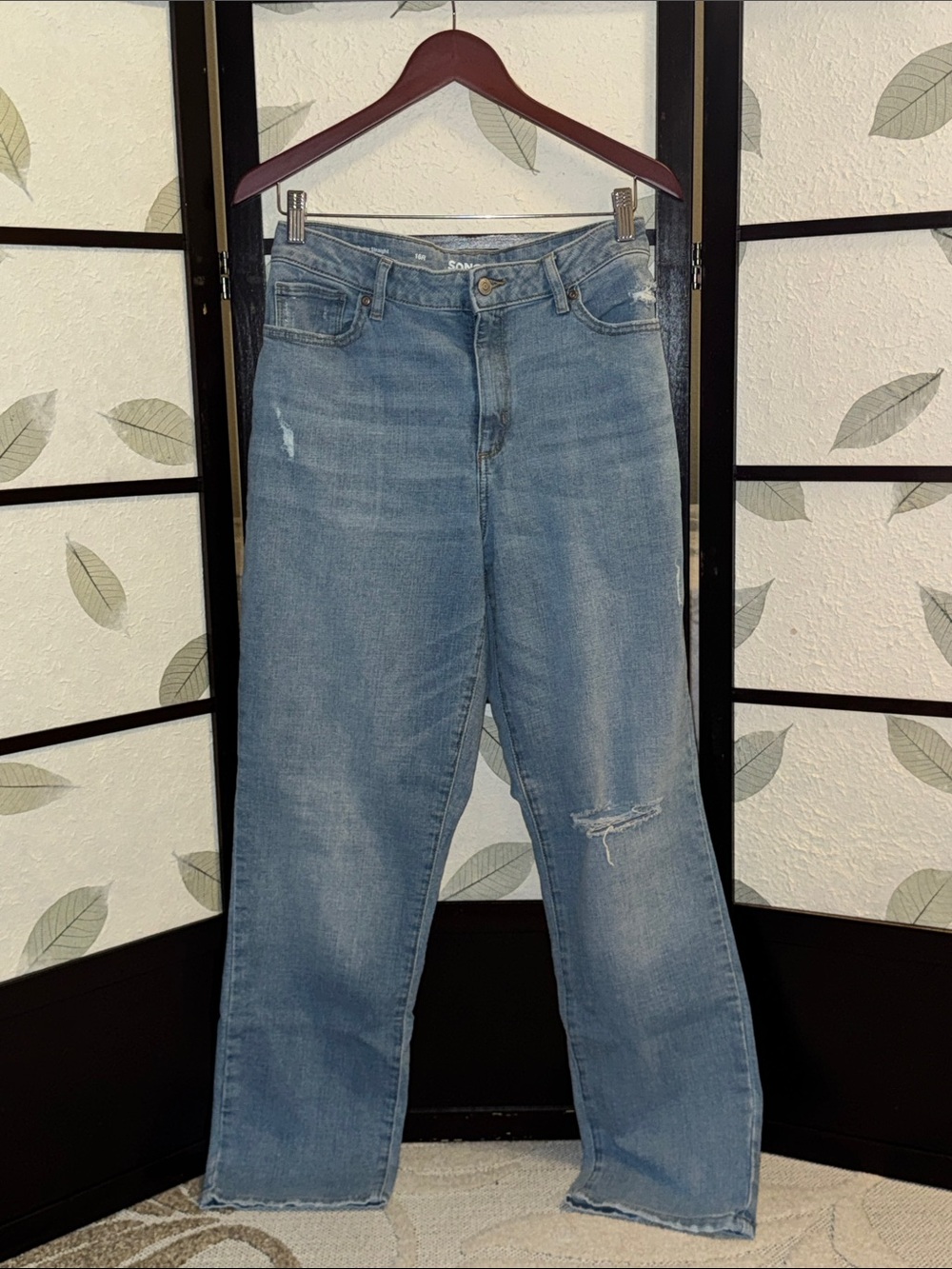 Sonoma Women's Light Blue Wide Leg Distressed Jeans